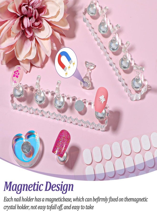 سيبا حامل أظافر سيبا مكون من 5 قطع للأظافر الاصطناعية، حامل أظافر مغناطيسي قوي للأظافر الاصطناعية، لوازم عرض وتصميم فن الأظافر الأكريليك مع أدوات فن الأظافر وملصقات للمبتدئين في صالونات التجميل المنزلية - Image 5